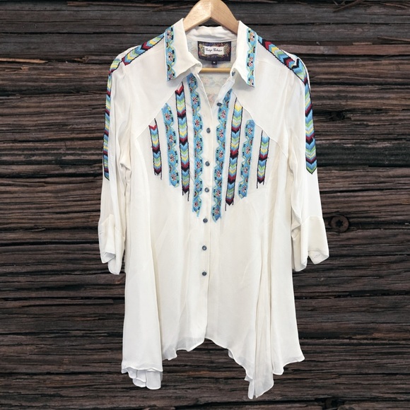 Vintage Collection White Embroidered Tunic Top - Picture 1 of 4